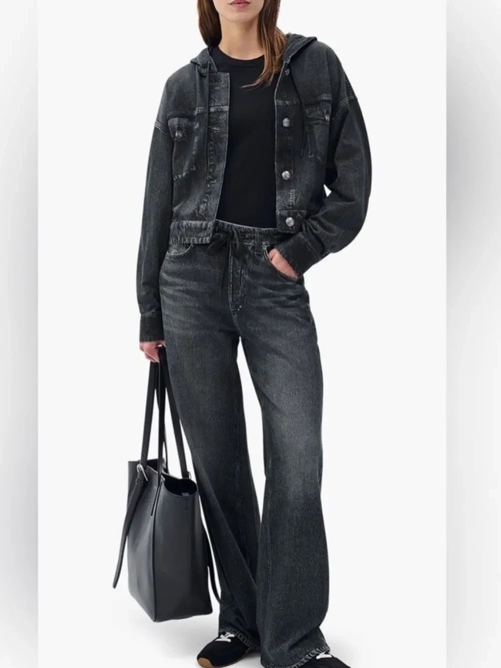 rag & bone Miramar Hooded Trompe I’Oeil Faux Denim Terry Tucker Jacket